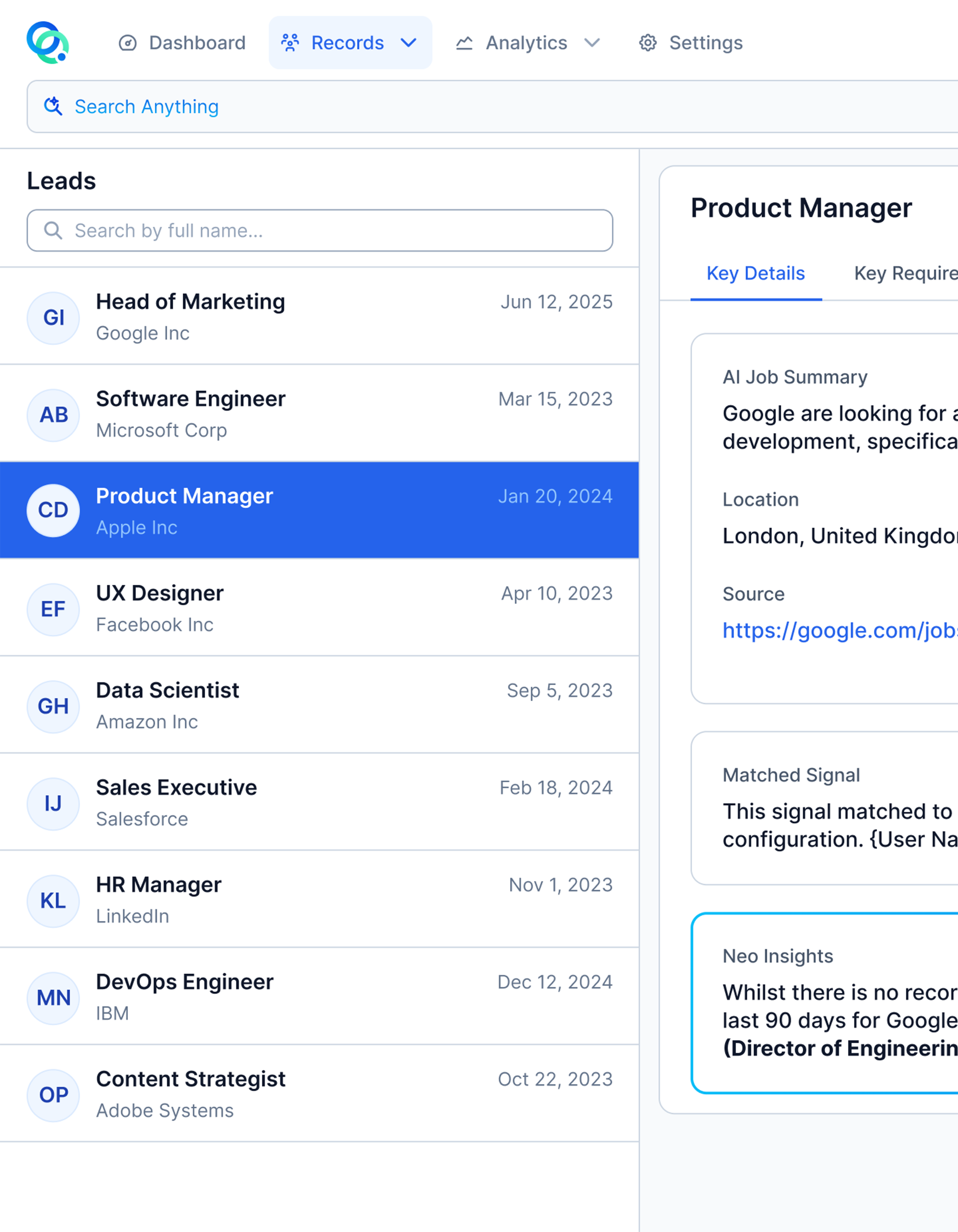 Lead Agent product view in Imagine AI